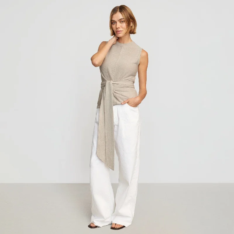 best women’s casual dresses for everyday wear -Rois Tie-Front Linen-Cotton Top | Quartz