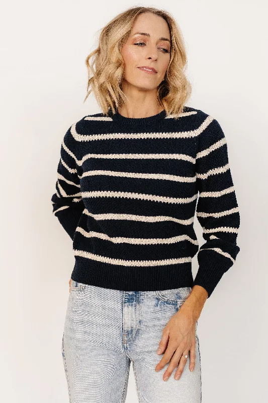 women’s elegant shoes for evening events -Rianne Knit Sweater | Navy + Cream Stripe