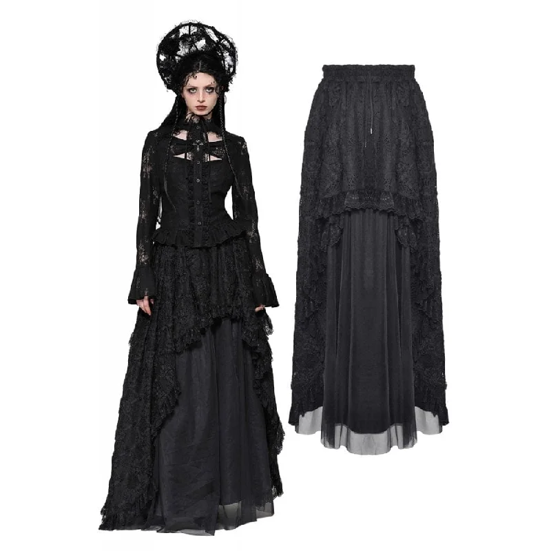 women’s maxi dresses for summer -Women's Gothic Lace Mesh Long Skirt