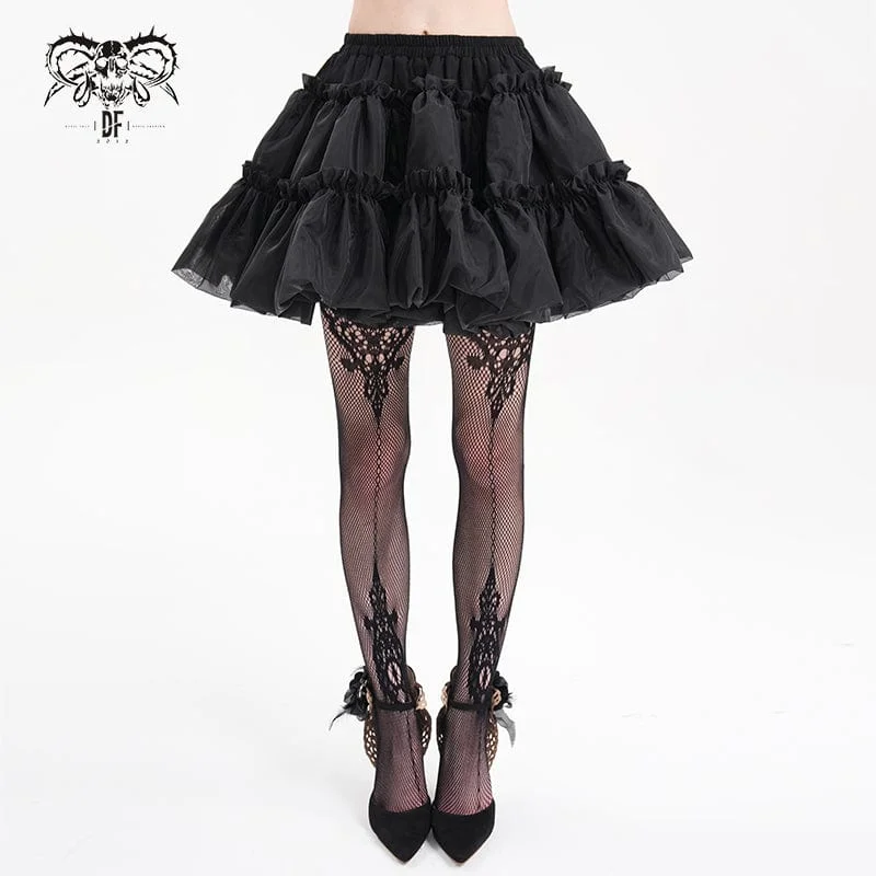 women’s elegant shoes for evening events -Women's Gothic Ruffled Mesh Bubble Short Skirt