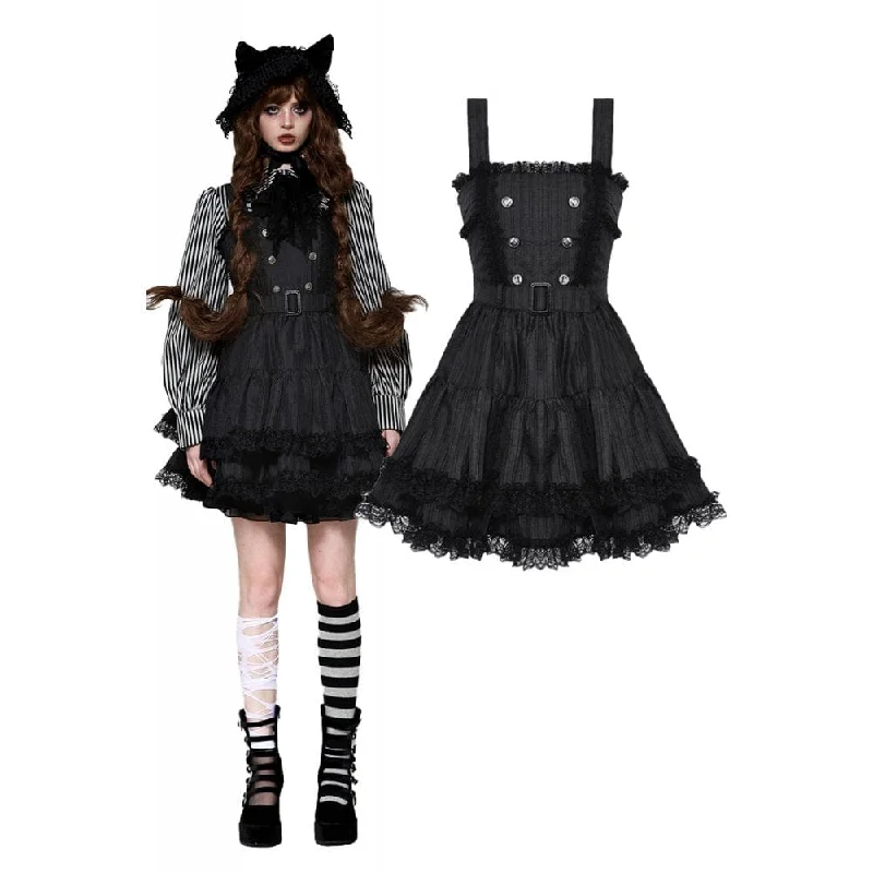 women’s chic jackets for fall style -Women's Lolita Buttons Lace Suspender Skirt