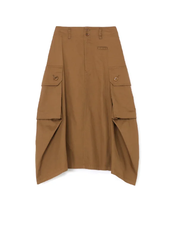 affordable women’s office dresses for work -[Y's BORN PRODUCT] COTTON TWILL CARGO PANTS-STYLE SKIRT